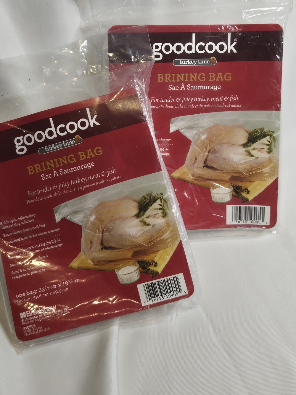 Two (2) Good Cook Turkey Time Brining Bag 23.5" x 19.5" New Sealed Thanksgiving